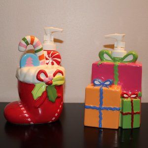 Beautiful Holiday New Gift Box and Stocking Lotion/Soap Dispensers
